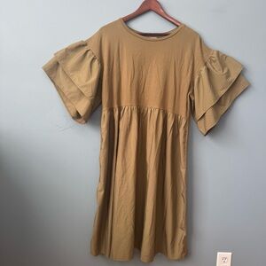 Sweet Salt Babydoll Dress Olive Green Ruffle Sleeves. NWOT Woman’s Large